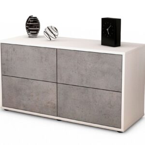 Lowboard Aella | Korpus Weiß | Front in Beton Optik | 92x49x35cm (BxHxT)