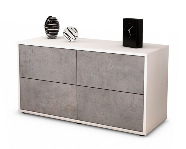 Lowboard Aella | Korpus Weiß | Front in Beton Optik | 92x49x35cm (BxHxT)