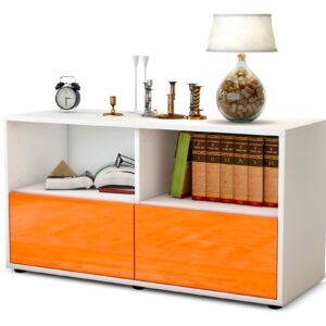 Lowboard Aeon | Korpus Weiß | Front in Hochglanz Orange | 92x49x35cm (BxHxT)