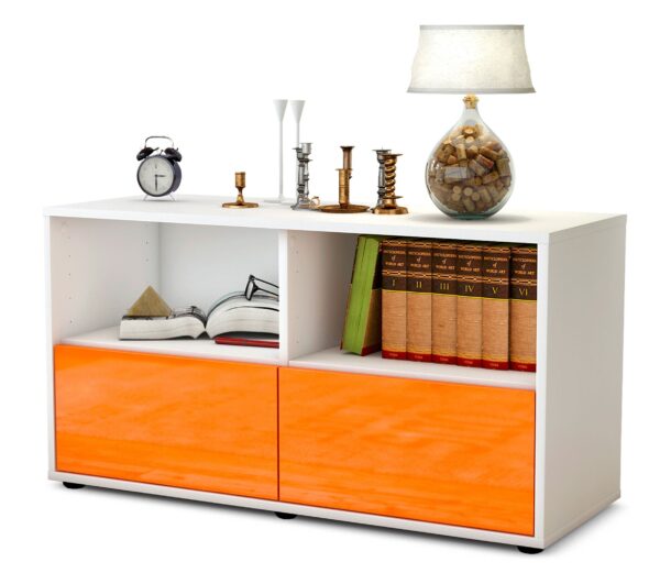 Lowboard Aeon | Korpus Weiß | Front in Hochglanz Orange | 92x49x35cm (BxHxT)