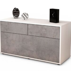 Lowboard Agnese | Korpus Weiß | Front in Beton Optik | 92x49x35cm (BxHxT)