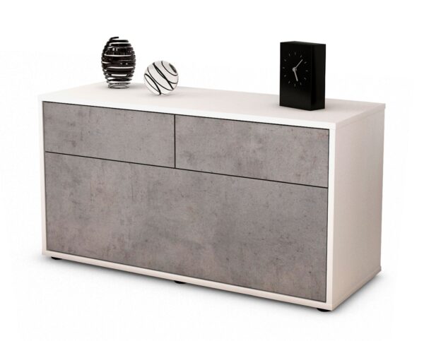 Lowboard Agnese | Korpus Weiß | Front in Beton Optik | 92x49x35cm (BxHxT)