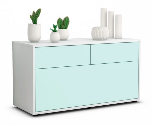 Lowboard Agnese | Korpus Weiß | Front in Mint | 92x49x35cm (BxHxT)