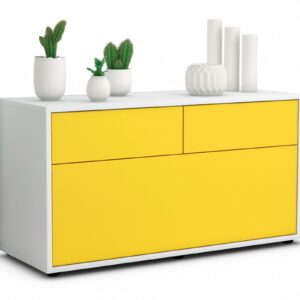 Lowboard Agnese | Korpus Weiß | Front in Gelb | 92x49x35cm (BxHxT)