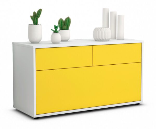 Lowboard Agnese | Korpus Weiß | Front in Gelb | 92x49x35cm (BxHxT)