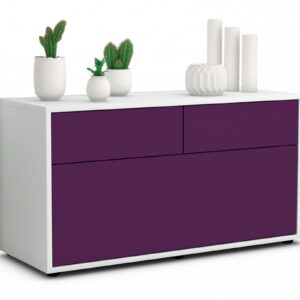 Lowboard Agnese | Korpus Weiß | Front in Lila | 92x49x35cm (BxHxT)