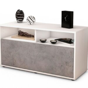 Lowboard Agostina | Korpus Weiß | Front in Beton Optik | 92x49x35cm (BxHxT)