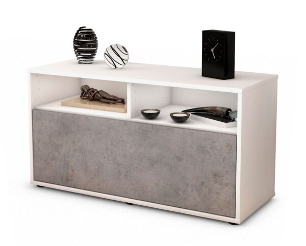 Lowboard Agostina | Korpus Weiß | Front in Beton Optik | 92x49x35cm (BxHxT)