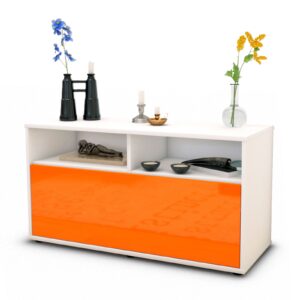 Lowboard Agostina | Korpus Weiß | Front in Hochglanz Orange | 92x49x35cm (BxHxT)