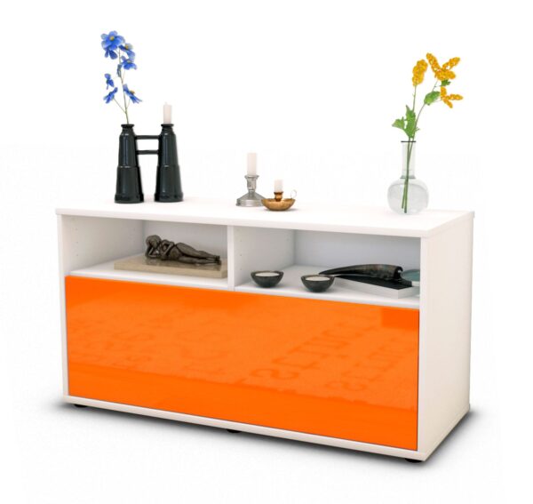 Lowboard Agostina | Korpus Weiß | Front in Hochglanz Orange | 92x49x35cm (BxHxT)