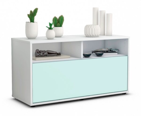 Lowboard Agostina | Korpus Weiß | Front in Mint | 92x49x35cm (BxHxT)