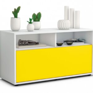 Lowboard Agostina | Korpus Weiß | Front in Gelb | 92x49x35cm (BxHxT)