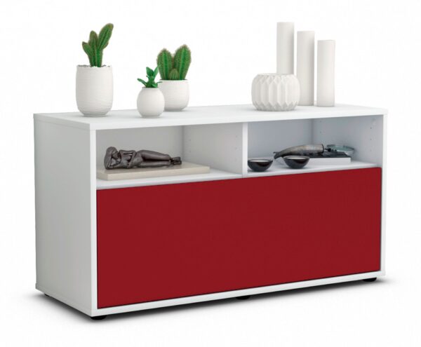 Lowboard Agostina | Korpus Weiß | Front in Bordeaux | 92x49x35cm (BxHxT)
