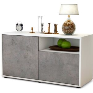 Lowboard Ajda | Korpus Weiß | Front in Beton Optik | 92x49x35cm (BxHxT)