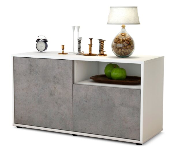 Lowboard Ajda | Korpus Weiß | Front in Beton Optik | 92x49x35cm (BxHxT)