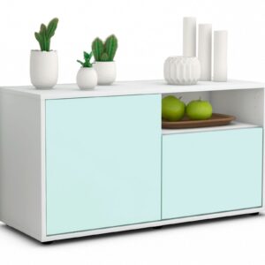 Lowboard Ajda | Korpus Weiß | Front in Mint | 92x49x35cm (BxHxT)