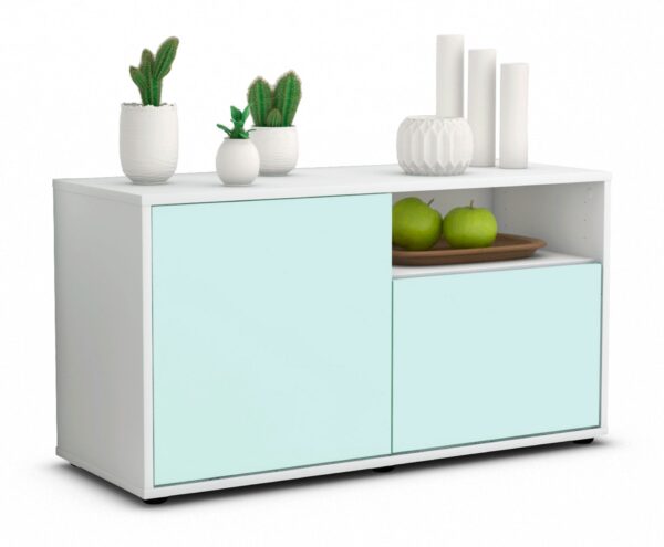 Lowboard Ajda | Korpus Weiß | Front in Mint | 92x49x35cm (BxHxT)