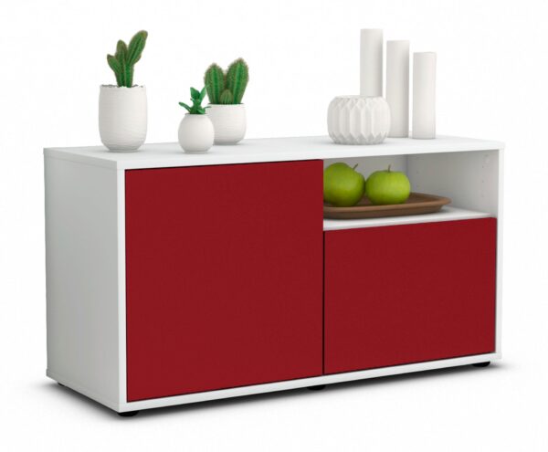 Lowboard Ajda | Korpus Weiß | Front in Bordeaux | 92x49x35cm (BxHxT)