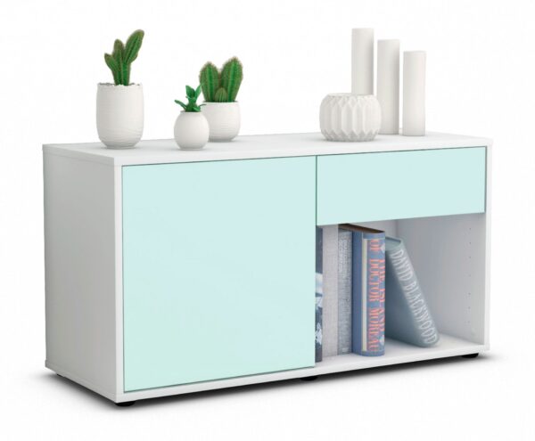 Lowboard Alberina | Korpus Weiß | Front in Mint | 92x49x35cm (BxHxT)