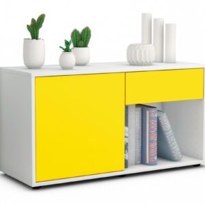 Lowboard Alberina | Korpus Weiß | Front in Gelb | 92x49x35cm (BxHxT)