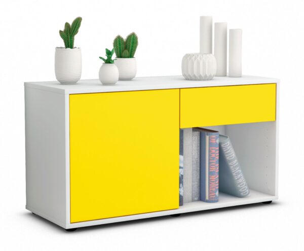 Lowboard Alberina | Korpus Weiß | Front in Gelb | 92x49x35cm (BxHxT)