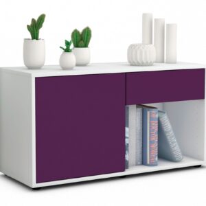 Lowboard Alberina | Korpus Weiß | Front in Lila | 92x49x35cm (BxHxT)