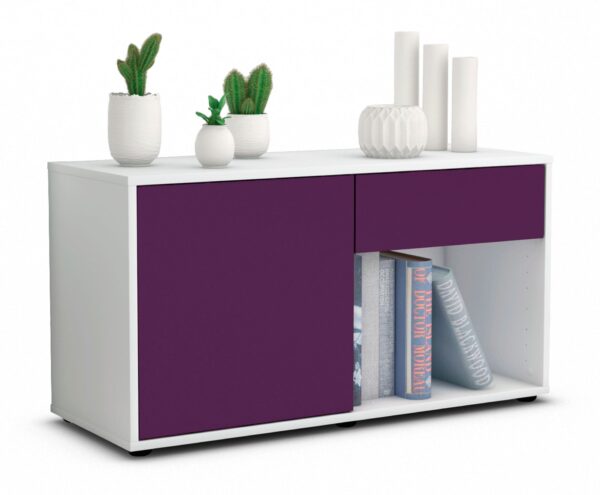 Lowboard Alberina | Korpus Weiß | Front in Lila | 92x49x35cm (BxHxT)