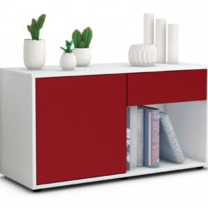 Lowboard Alberina | Korpus Weiß | Front in Bordeaux | 92x49x35cm (BxHxT)