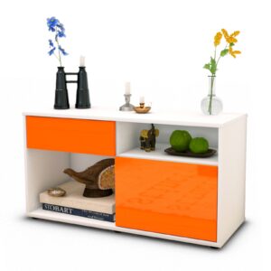 Lowboard Albina | Korpus Weiß | Front in Hochglanz Orange | 92x49x35cm (BxHxT)