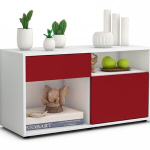 Lowboard Albina | Korpus Weiß | Front in Bordeaux | 92x49x35cm (BxHxT)