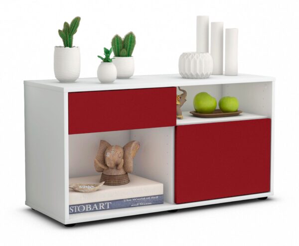 Lowboard Albina | Korpus Weiß | Front in Bordeaux | 92x49x35cm (BxHxT)