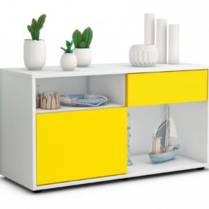 Lowboard Alecia | Korpus Weiß | Front in Gelb | 92x49x35cm (BxHxT)