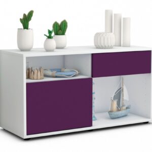 Lowboard Alecia | Korpus Weiß | Front in Lila | 92x49x35cm (BxHxT)