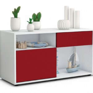 Lowboard Alecia | Korpus Weiß | Front in Bordeaux | 92x49x35cm (BxHxT)