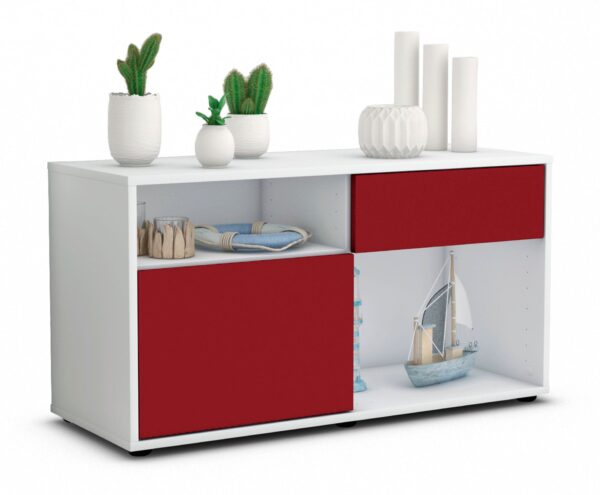 Lowboard Alecia | Korpus Weiß | Front in Bordeaux | 92x49x35cm (BxHxT)