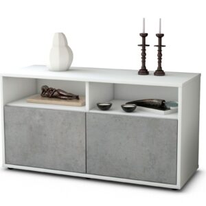 Lowboard Alegra | Korpus Weiß | Front in Beton Optik | 92x49x35cm (BxHxT)