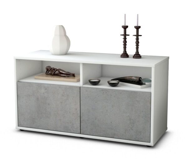 Lowboard Alegra | Korpus Weiß | Front in Beton Optik | 92x49x35cm (BxHxT)