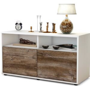 Lowboard Alegra | Korpus Weiß | Front in Treibholz Holz Optik | 92x49x35cm (BxHxT)