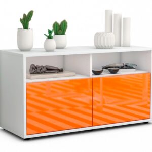 Lowboard Alegra | Korpus Weiß | Front in Hochglanz Orange | 92x49x35cm (BxHxT)