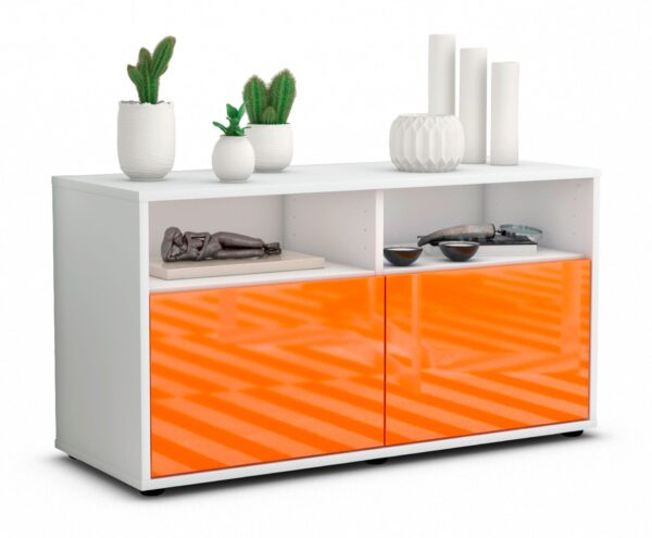 Lowboard Alegra | Korpus Weiß | Front in Hochglanz Orange | 92x49x35cm (BxHxT)