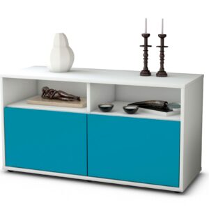 Lowboard Alegra | Korpus Weiß | Front in Türkis | 92x49x35cm (BxHxT)