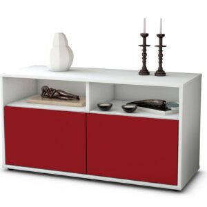 Lowboard Alegra | Korpus Weiß | Front in Bordeaux | 92x49x35cm (BxHxT)
