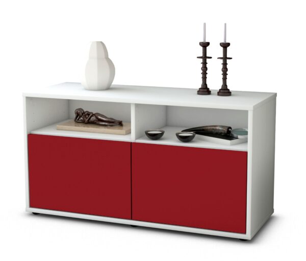 Lowboard Alegra | Korpus Weiß | Front in Bordeaux | 92x49x35cm (BxHxT)