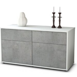 Lowboard Alena | Korpus Weiß | Front in Beton Optik | 92x49x35cm (BxHxT)