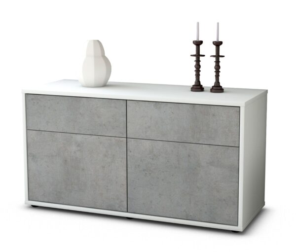 Lowboard Alena | Korpus Weiß | Front in Beton Optik | 92x49x35cm (BxHxT)