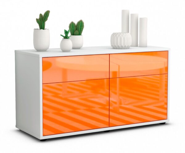 Lowboard Alena | Korpus Weiß | Front in Hochglanz Orange | 92x49x35cm (BxHxT)