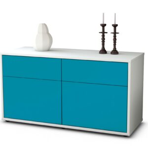 Lowboard Alena | Korpus Weiß | Front in Türkis | 92x49x35cm (BxHxT)