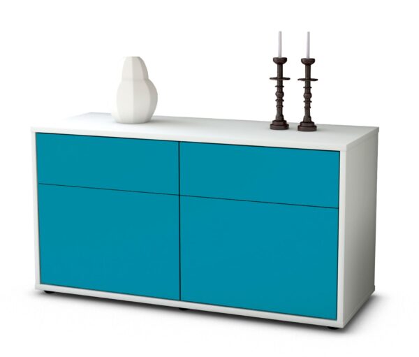Lowboard Alena | Korpus Weiß | Front in Türkis | 92x49x35cm (BxHxT)