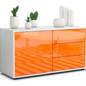 Lowboard Alessandra | Korpus Weiß | Front in Hochglanz Orange | 92x49x35cm (BxHxT)