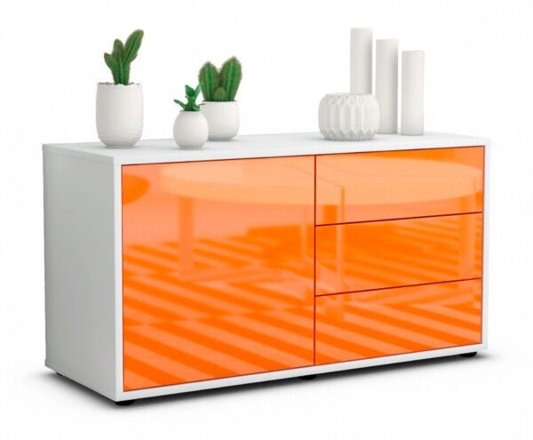 Lowboard Alessandra | Korpus Weiß | Front in Hochglanz Orange | 92x49x35cm (BxHxT)